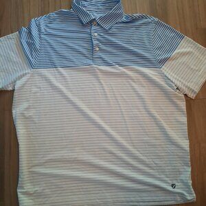 Cremieux Perforance Golf Polo. 2 Tone Blue/White Stripe. XL Free Shipping!